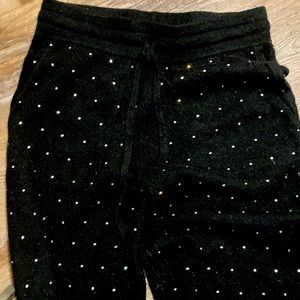Cashmere wool joggers with crystals all over